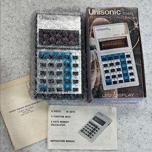 Vtg UNISONIC 1541L Electronic Calculator ‘new’ In Box Untested Made In Hong Kong